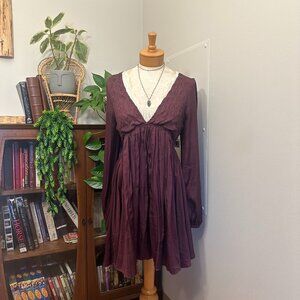 Purple Long Sleeve Mini Dress